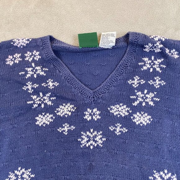 Vintage Northern Reflections Womens Sweater Medium Knit V-Neck Snowflakes Blue - Picture 6 of 8